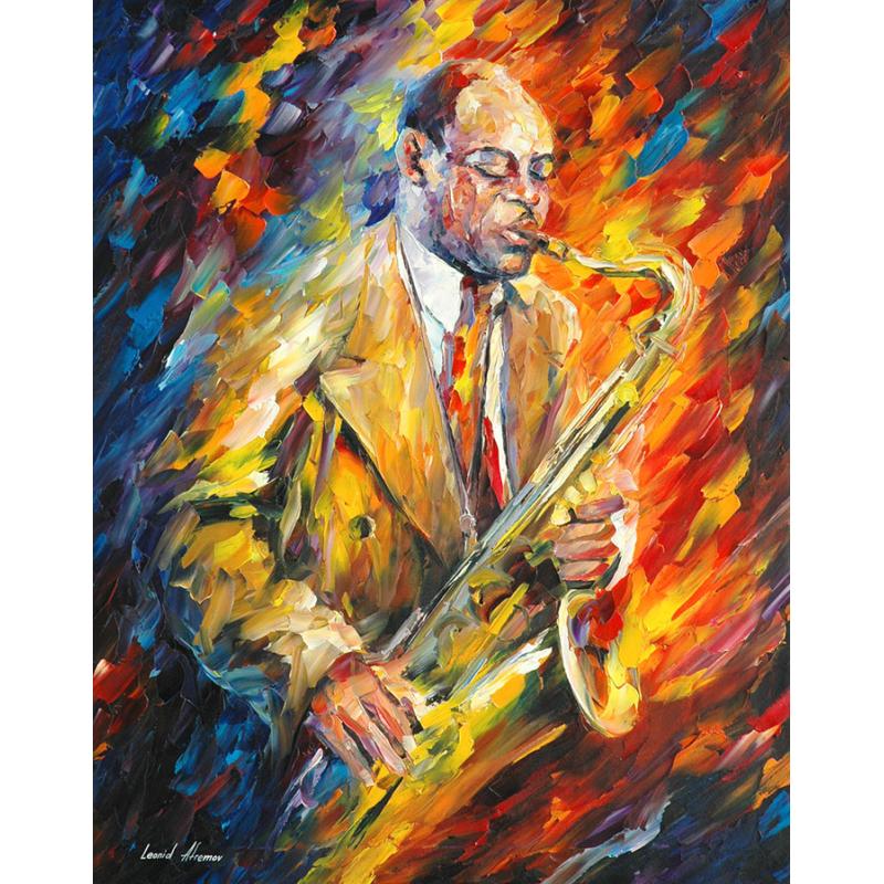 Gallery value USD18300 COLEMAN HAWKINS - PALETTE KNIFE Oil Painting On Canvas By Leonid Afremov